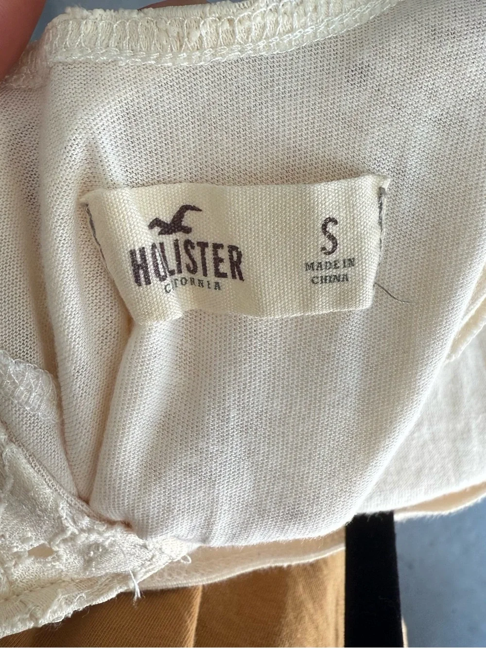 Hollister Cream Lace Slip Dress with Spaghetti Straps